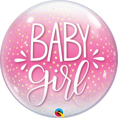 Bubble 22" Baby Girl Pink & Confetti Dots