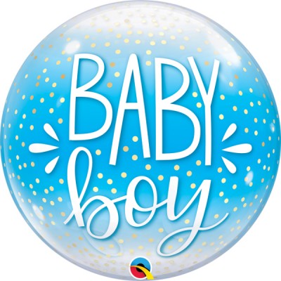 Bubble 22" Baby Boy Blue & Confetti Dots