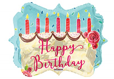  18" SP: PR Birthday Cake On Marquee Shape