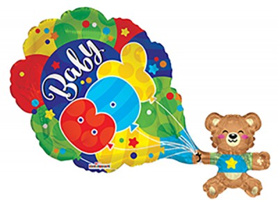  36" SP: PR Baby Boy Bear Balloon Shape