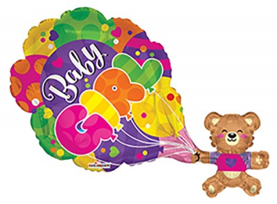  36" SP: PR Baby Girl Bear Balloon Shape