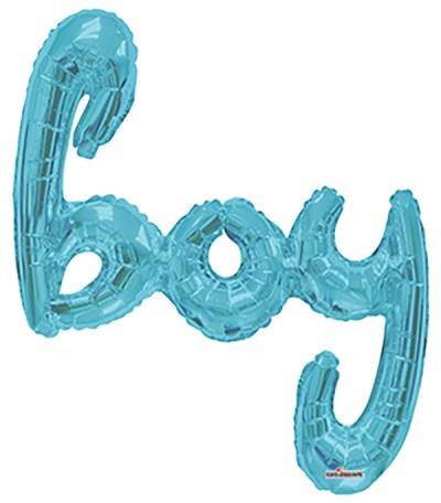  36" Air Filled Script Light Blue Boy