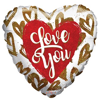 9" PR Ily Golden Hearts Holographic