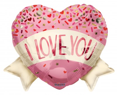 18" SP: PR Love Heart with Banner and Sprinkles