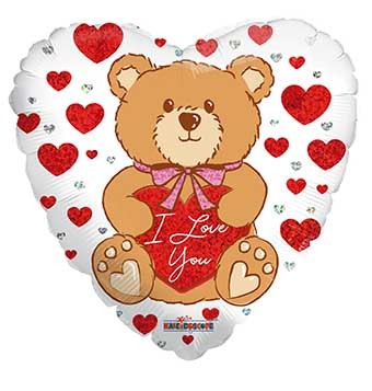 18" PR ILY Bear with Bow & Heart - Single Pack