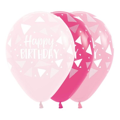 11" Happy Birthday Triangles Pink Assortment (50pcs)