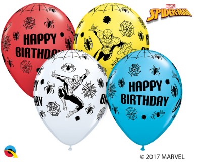 11" Marvel's Spider-Man Birthday Asst. Red, Yellow, White, Robin's Egg Blue (25ct.)