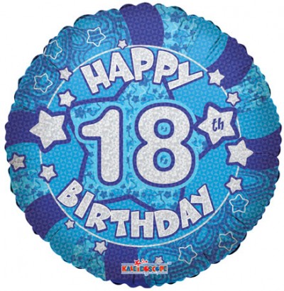 18" SP: Holographic Blue Happy 18th Birthday