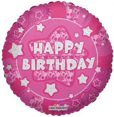 18" SP: Holographic Pink Happy Birthday