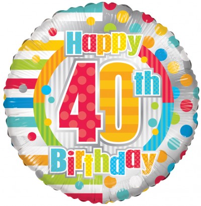 18" SP: HAPPY 40TH BIRTHDAY DOTS & LINES