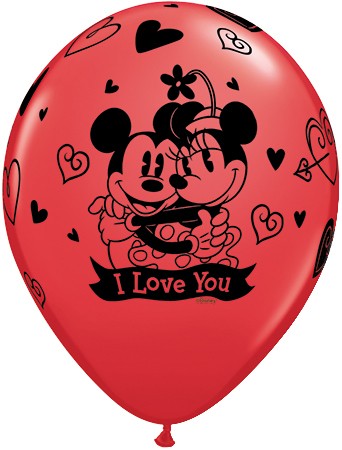 11" Disney Mickey & Minnie I Love You Assorted 25Ct