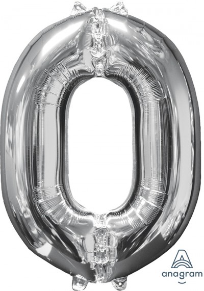 Anagram Mid-Size Shape Number "0" Silver 26 Inch
