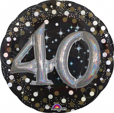 Multi-Balloon Holographic Sparkling Birthday 40