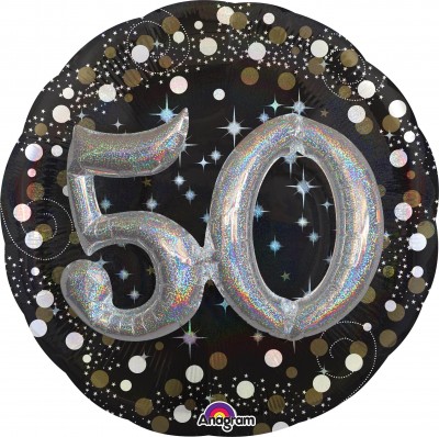 Multi-Balloon Holographic Sparkling Birthday 50