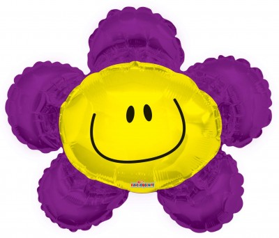 14" Smiley Purple Flower