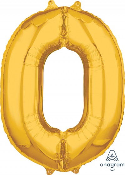 Anagram Mid-Size Shape Number "0" Gold 26 Inch