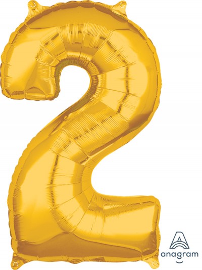 Anagram Mid-Size Shape Number "2" Gold 26 Inch