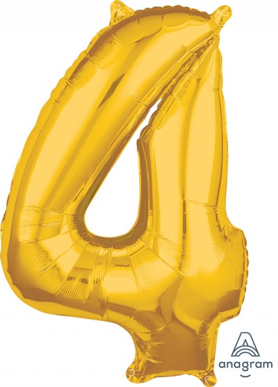 Anagram Mid-Size Shape Number "4" Gold 26 Inch