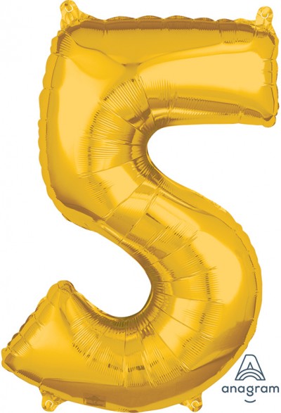 Anagram Mid-Size Shape Number "5" Gold 26 Inch