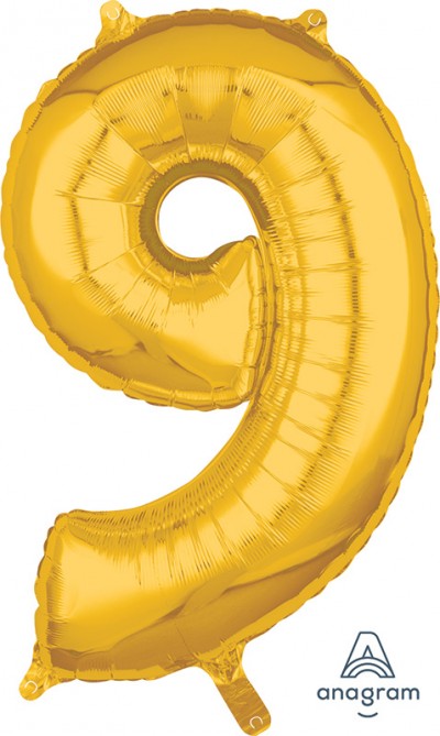 Anagram Mid-Size Shape Number "9" Gold 26 Inch