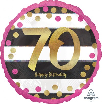 Standard Holographic Pink & Gold Milestone 70