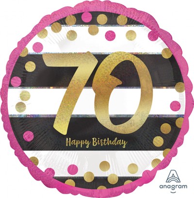 Standard Holographic Pink & Gold Milestone 70