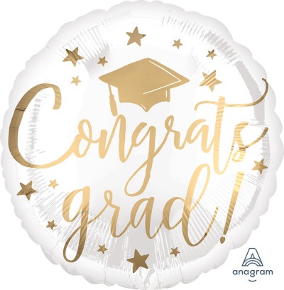 Standard Congrats Grad White & Gold