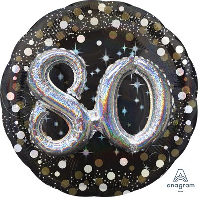 Multi-Balloon Holographic Sparkling Birthday 80