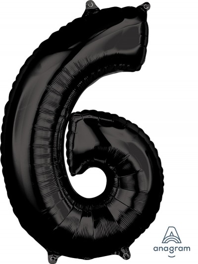 Anagram Mid-Size Shape Number "6" Black 26 inch