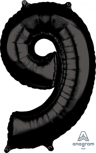 Anagram Mid-Size Shape Number "9" Black 26 inch