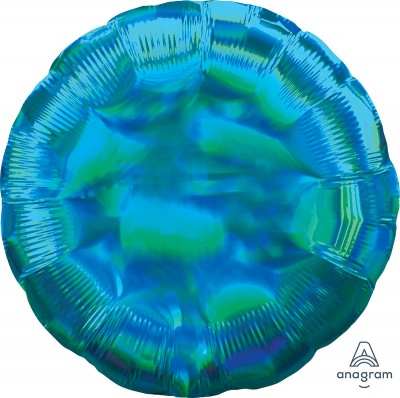 Standard Holographic Iridescent Cyan Circle