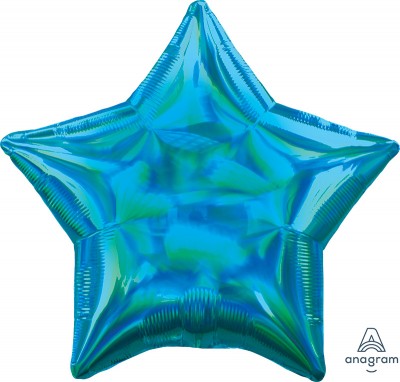 Standard Holographic Iridescent Cyan Star