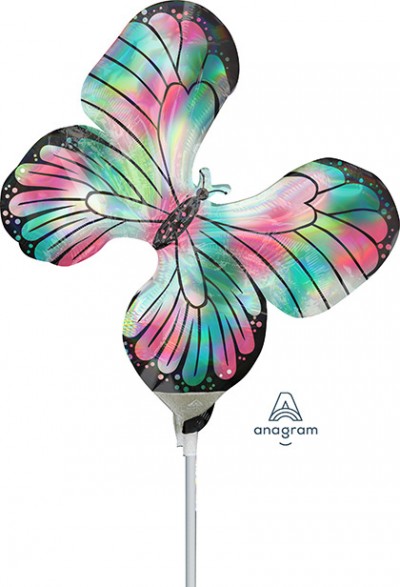 MiniShape Holographic Iridescent Teal & Pink Butterfly