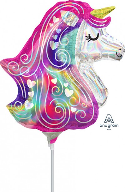 MiniShape Holographic Iridescent Heart Unicorn