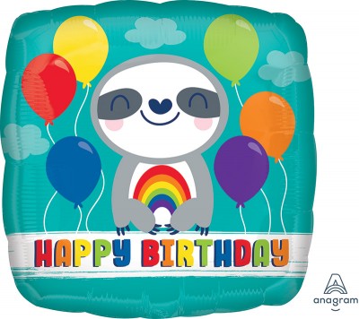 Standard Happy Birthday Sloth with Rainbow