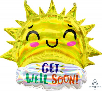 SuperShape Holographic Iridescent Get Well Happy Sun 