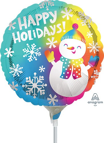 4" Happy Holidays Satin Snowman