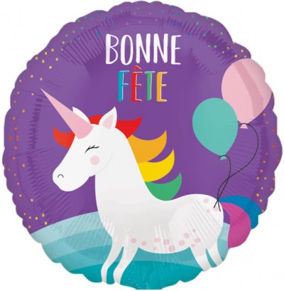 9" Bonne Fete Unicorn (Air Filled/Inflated)