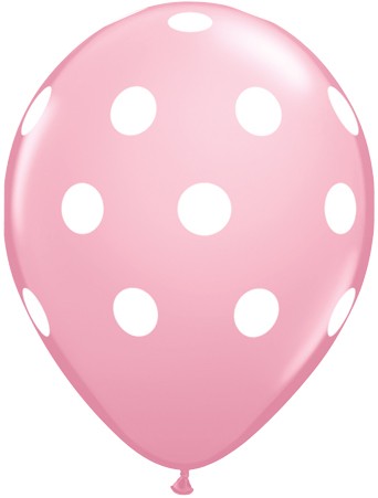 11" Big Polka Dots Pink with White Ink 50Ct