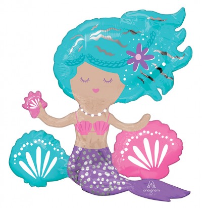 Multi-Balloon Sitting Shimmering Mermaid