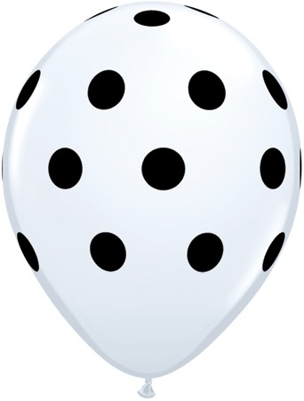 11" Big Polka Dots White with Black Ink 50Ct