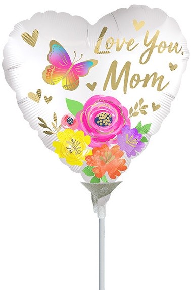 9" Love You Mom Satin Floral