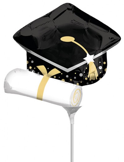 MiniShape Black Grad Cap & White Diploma