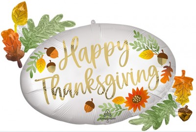 SuperShape Satin Thanksgivng Oval Marquee