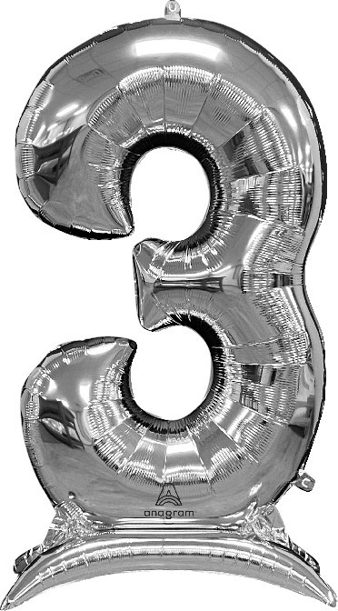 50" Stand-Up Numberz "3" Silver