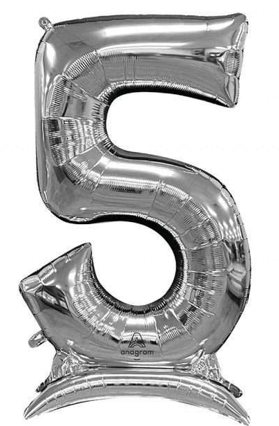 50" Stand-Up Numberz "5" Silver