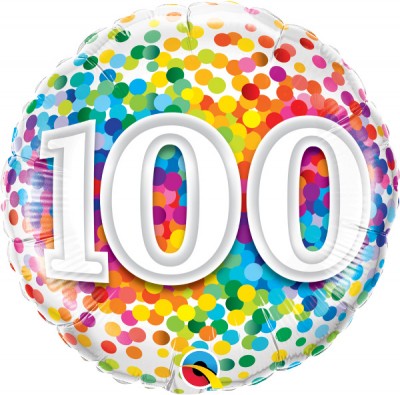 18" 100 Rainbow Confetti