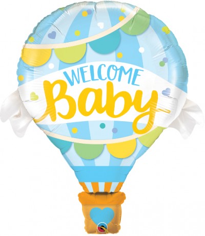 42" Welcome Baby Blue Balloon (pkgd)