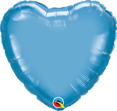 18" Chrome Blue Heart 