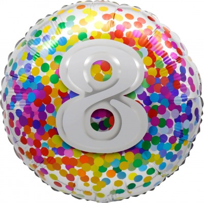 18" 8 Rainbow Confetti Balloon Airise